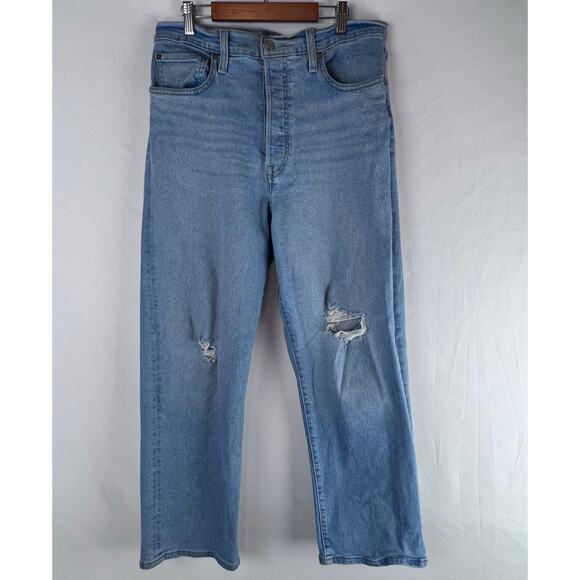 Levi's Denim - LEVI'S Women's Jeans Ribcage Straight Ankle Stretch Blue Light Wash Size 31